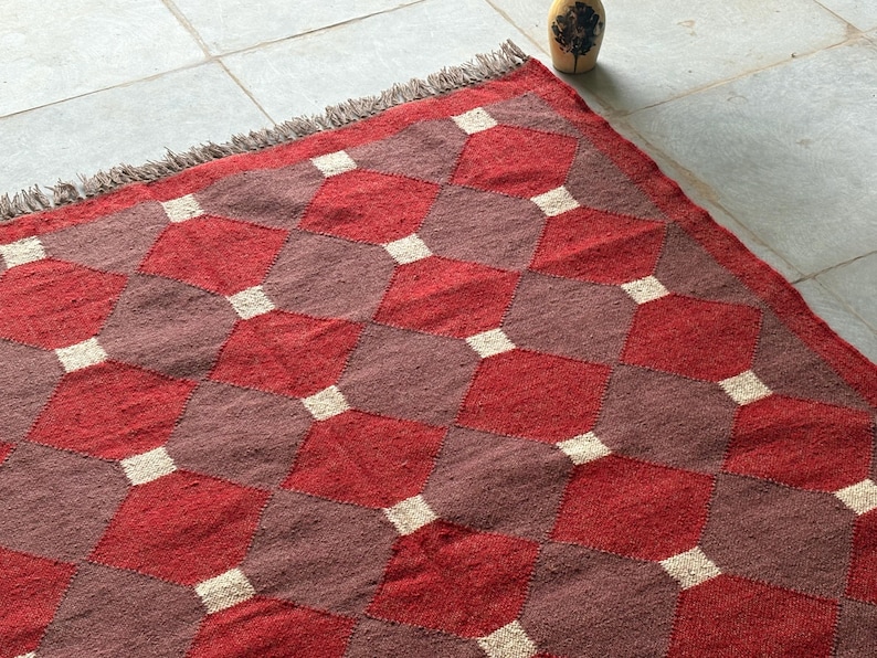 Wool Jute Rug Handwoven Rug Boho Rug Vintage Decor Rug Hallway Kilim Runner  Custom Size Rug Bohemian Rug BedRoom Rug living Room Rug 8x10