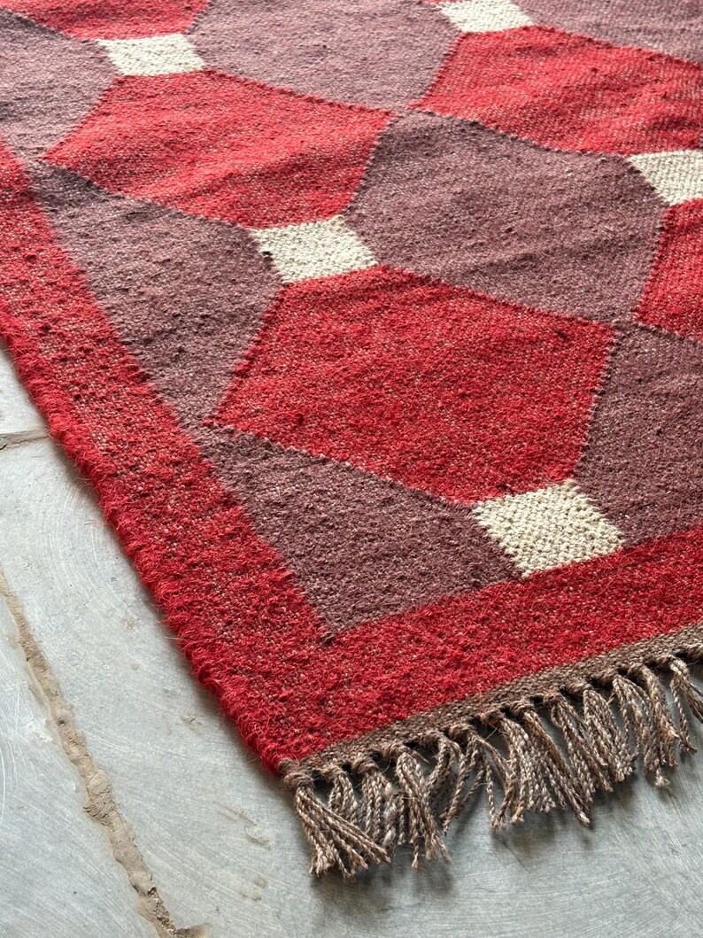 Wool Jute Rug Handwoven Rug Boho Rug Vintage Decor Rug Hallway Kilim Runner  Custom Size Rug Bohemian Rug BedRoom Rug living Room Rug 8x10