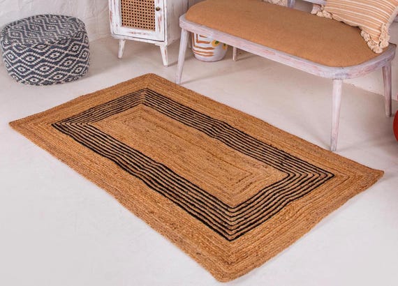 Handwoven Nautral Jute Rugs- Hand Braided Jute Rug Custom Size Living Room Rug Home Decor Rug Entryway Rug Outdoor Rug Jute Area Rug 8x10
