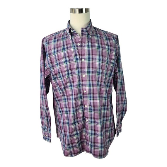 Brooks Brothers Purple Blue White Green Plaid Vin… - image 1