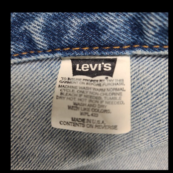 Levi Straus Blue Denim Jeans Vintage USA Jacket C… - image 5