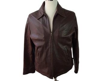 Banana Republic Brown Leather Zip Up Vintage Jacket Coat Lined Medium