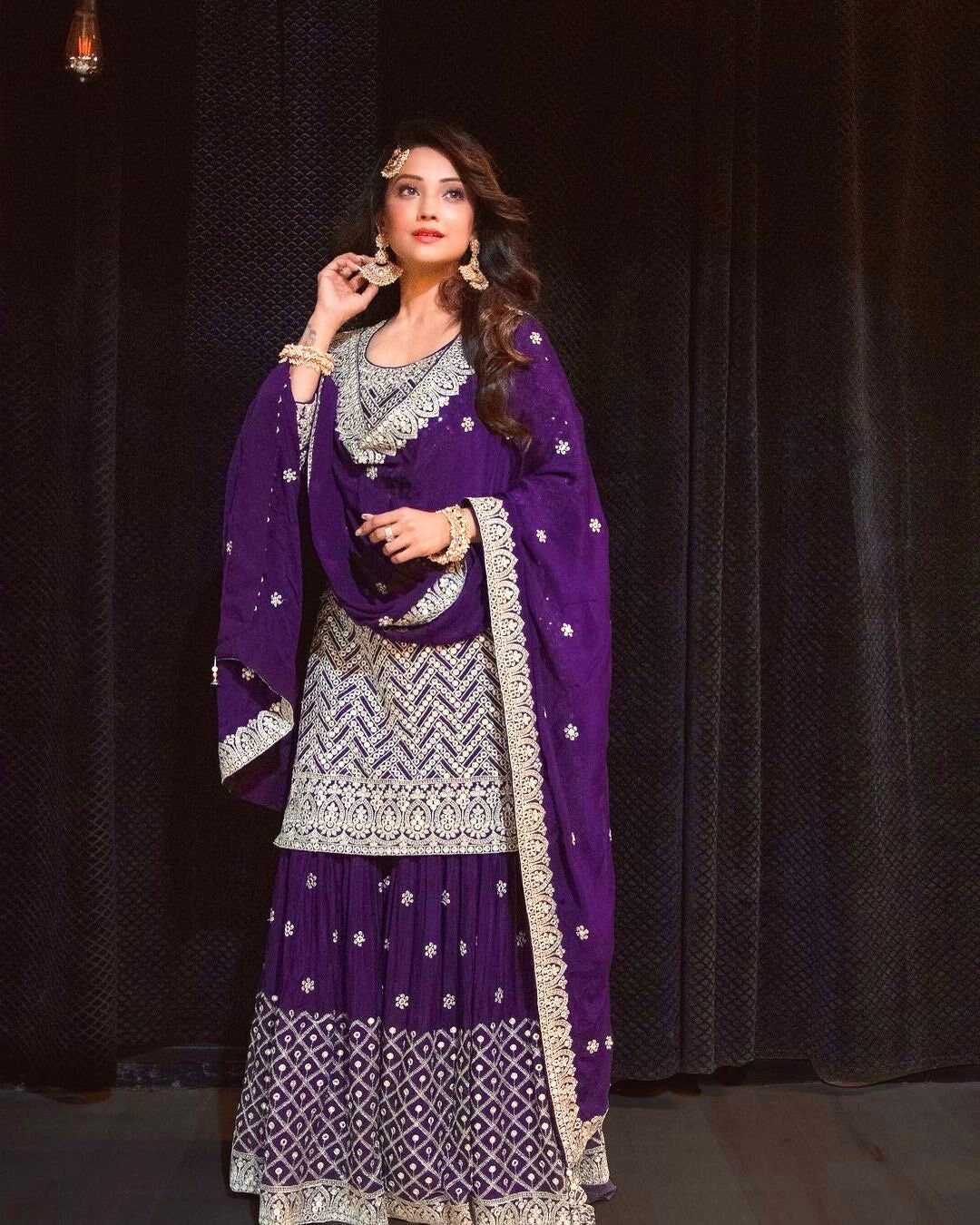 Buy Purple Sharara Salwar Suit Designer Sharara Party Wear Online in India Etsy