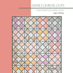 pdf-quiltpatroon harlekijnbloei: moderne plaid- en schootmaten