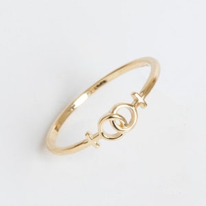 14K 18K Gold Double Venus Ring, Venus Symbol Ring, LGBTQ+ Pride Jewelry, Venus Sign Band, Feminism Jewelry, Feminist Ring, Tiny Gift for Her
