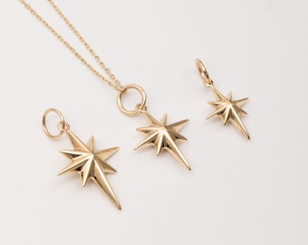 Starburst Necklace in 14K 18K Real Solid Gold, North Star Pendant, Celestial Jewelry, Dainty Polaris Star Necklace, Perfect for Star Lovers