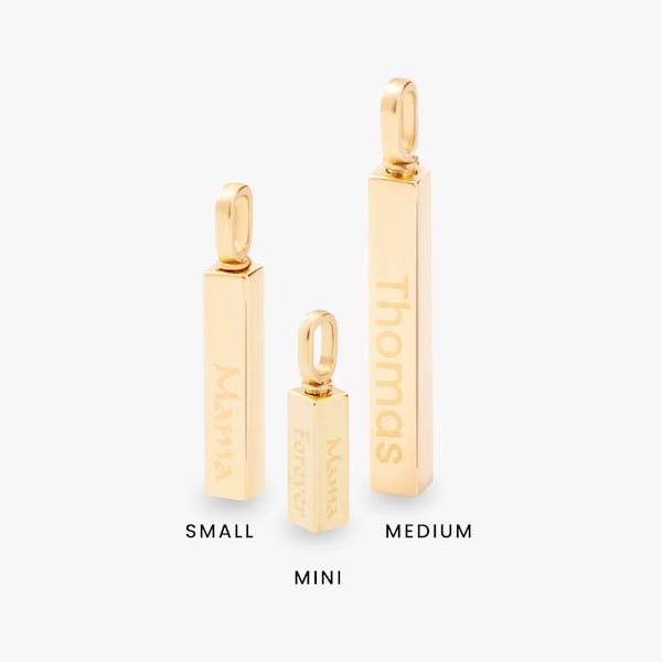 Square Bar Cremation Pendant 14K 18K Solid Gold, Custom Name Engraved Vertical Bar Urn Necklace, Ash Holder Tiny Urn Bar, Grief Gift for Her
