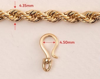 Cierre giratorio de oro macizo de 14 quilates y 18 quilates con forma de S, cierre de oro con bisagra, anilla de salto con cierre de eslabón ovalado, realzador de oro auténtico para colgantes, soporte para dijes.