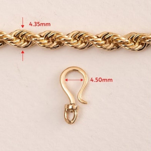 14K 18K Solid Gold Swivel S Hook Clasp, Hinge Hook Gold Clasp, Oval Link Lock Jump Ring Bail, Real Gold Enhancer for charms pendants