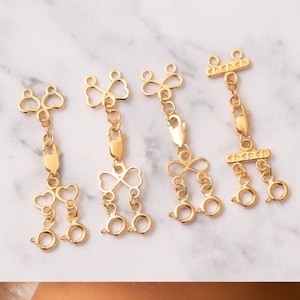 14K 18K Solid Gold 2 Strang Halskette Trenner Verschluss, Layered Halskette Spacer Verschluss, Multi Strand Gold Halskette Trenner