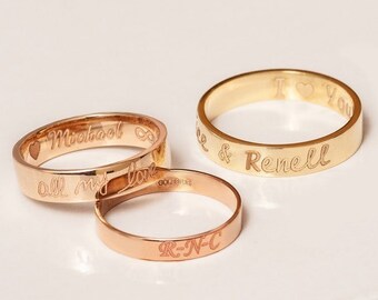 14K Gold Namensring • 18K Gold Gravierung Namensband Ring • Personalisierter Namensring • Gravieren Ring mit Namen • Geschenk für Mama Papa