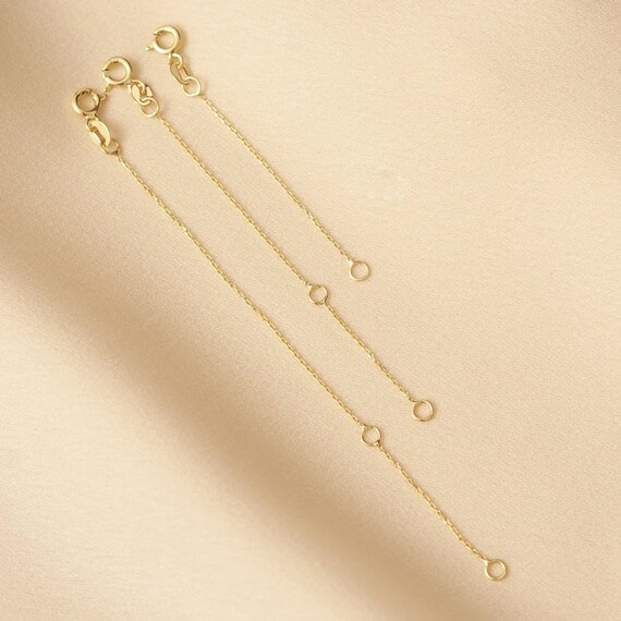 14K Gold Extender  0.85mm Cable Chain Extender, 1 Extension for Necklaces  and Bracelets, 2, 3, 4, 5 Extender with Custom Ring Options