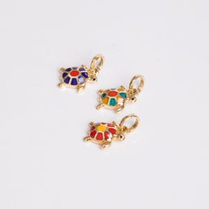 14K Real Gold Turtle Necklace, Colorful Tortoise Pendant, Tortoise Necklace, Cute Animal Charm, Enamel Jewelry, Personalized Turtle Pendant