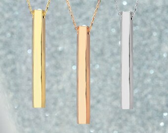 14K 18Kゴールドカスタムペンタゴンバーネックレス、5面パーソナライズ 