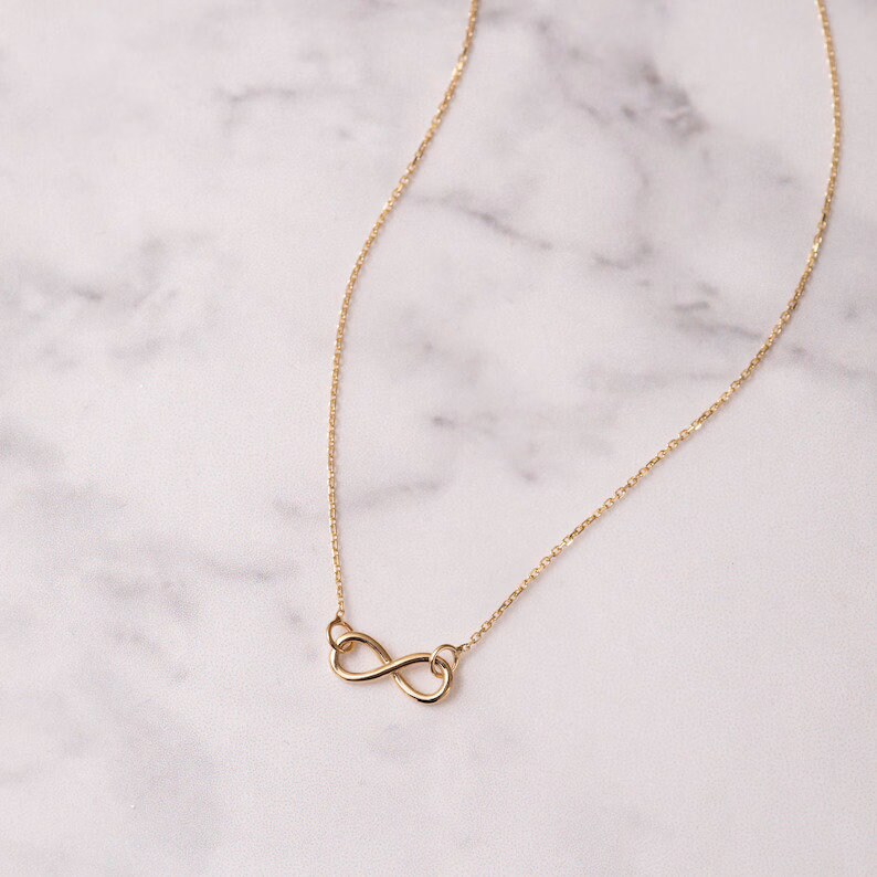 Infinity Gold 14K 18K Solid Gold Infinity Necklace for Everyday Wear, Dainty Gold ...
