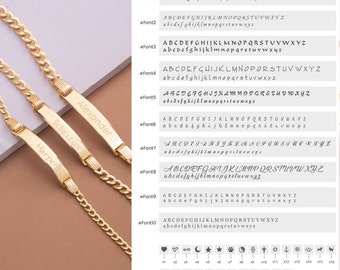 14K 本物のゴールド ベビーブレスレット パーソナライズ • カーブチェーン 子供用ネームタグブレスレット • パーソナライズされた名前を刻印するゴールドブレスレット • 新生児ギフト