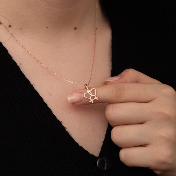 Double Venus Heart Necklace 14K 18K Real Gold Heart Necklace Pride Necklace Gift for Her Birthday Necklace Heart Charm Pendant Etsy Canada