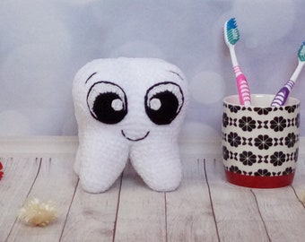 Plush Tooth: Crocheted Dentist Gift, Tooth Fairy Present