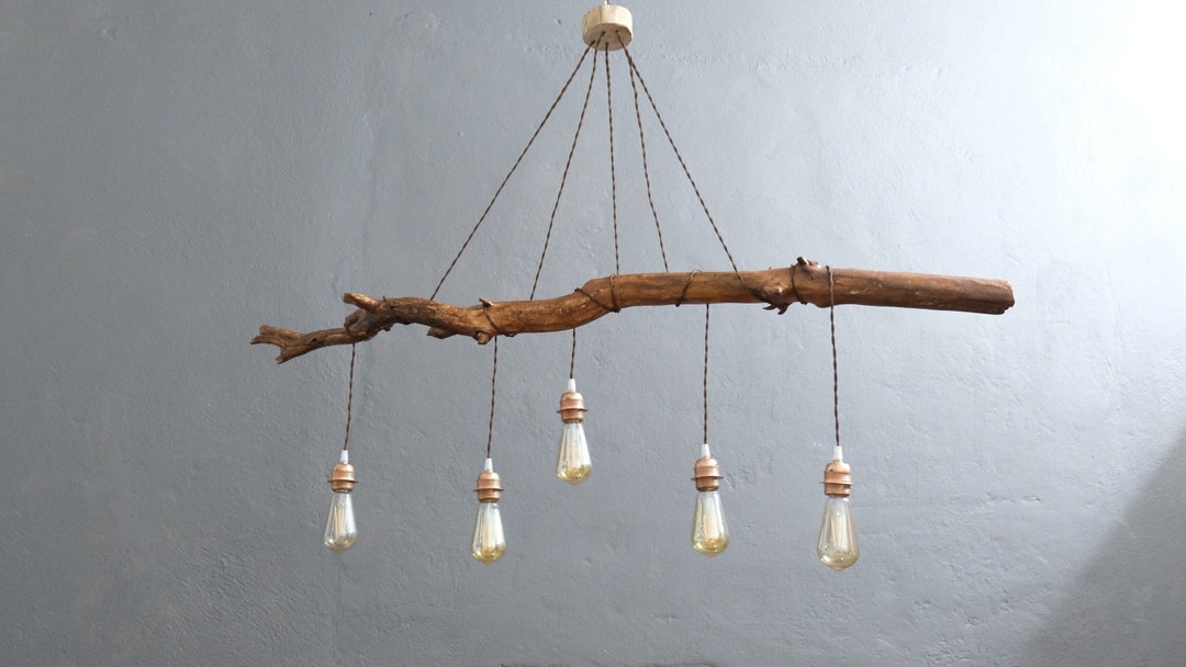Wooden Rope Pendant Lightrustic Ceiling Lightwooden Rope Etsy