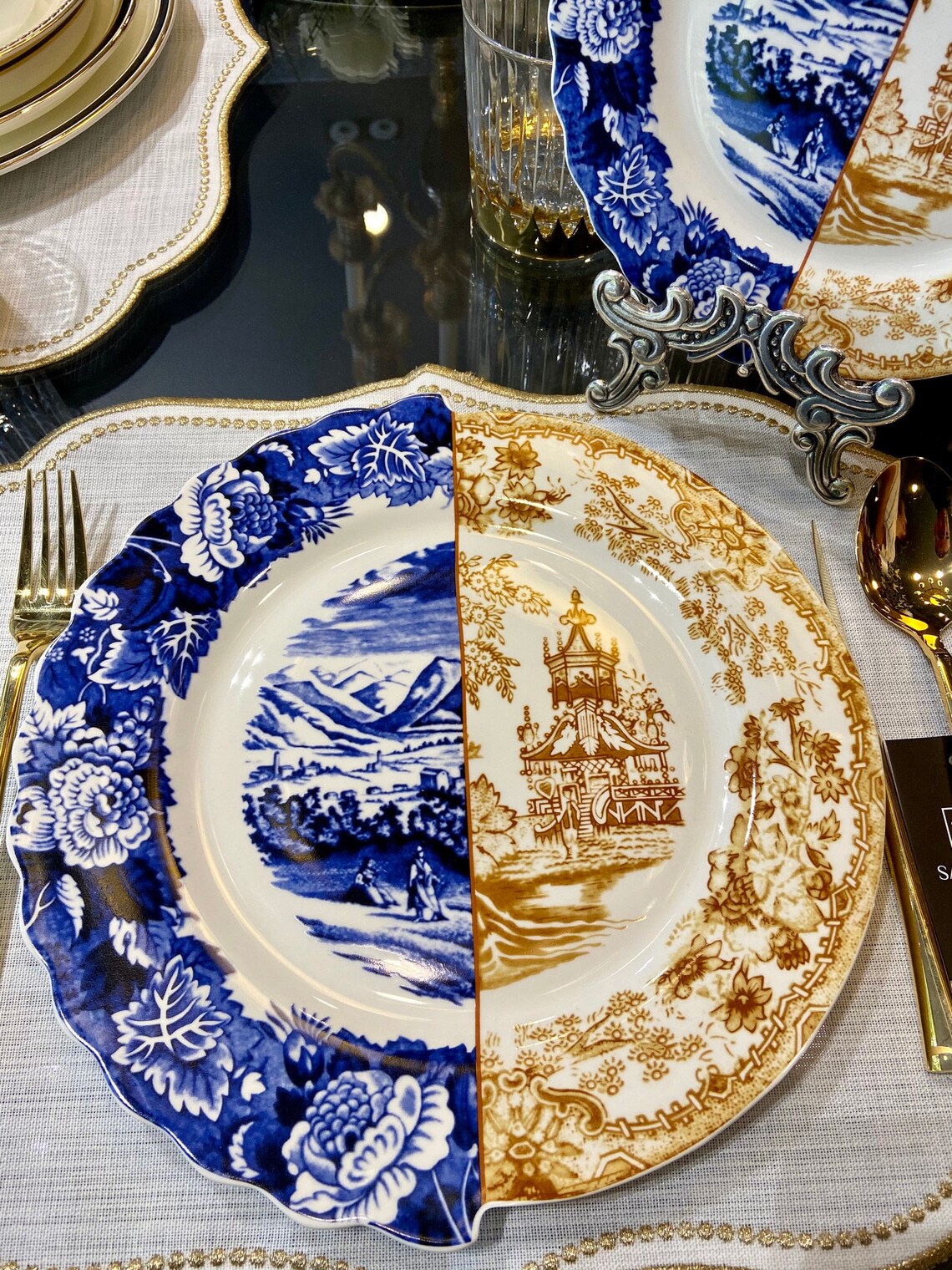Blue Hybrid Dinnerware Set Service Plates and Bowls Luxury Etsy