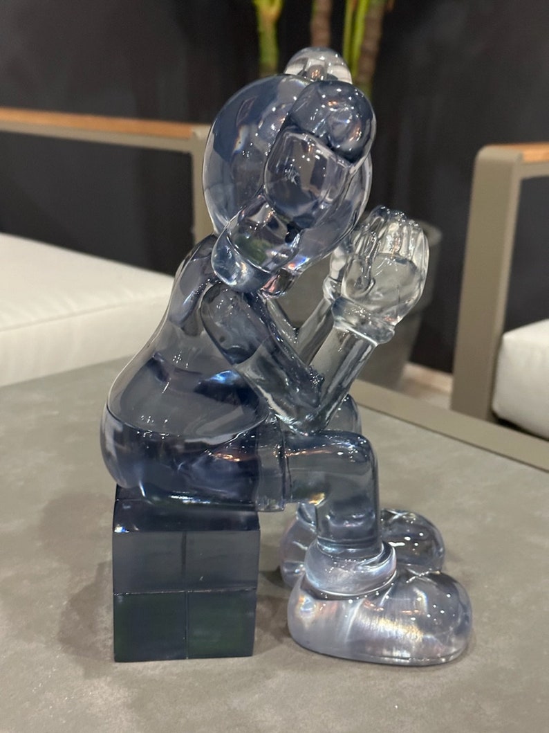 Kaws Sitting Sadly Bear Statue Plating Golden Resin Etsy