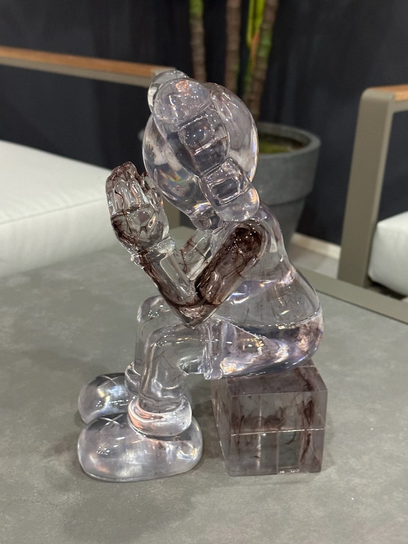 Kaws Sitting Sadly Bear Statue Plating Golden Resin Etsy