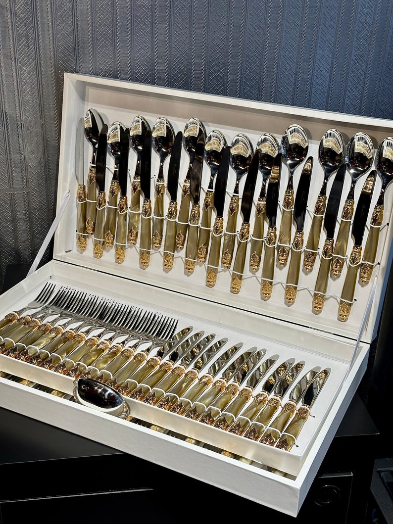 Italian Style Cutlery Set 75 Pcs Luxury Cutlery Set Bone and Etsy