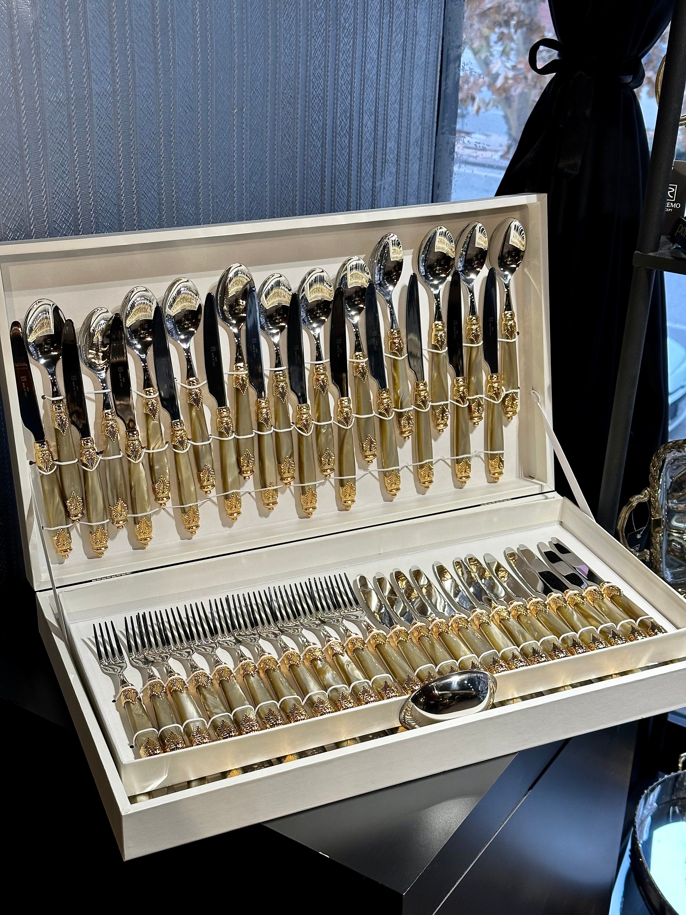 Italian Style Cutlery Set 75 Pcs Luxury Cutlery Set Bone and Etsy