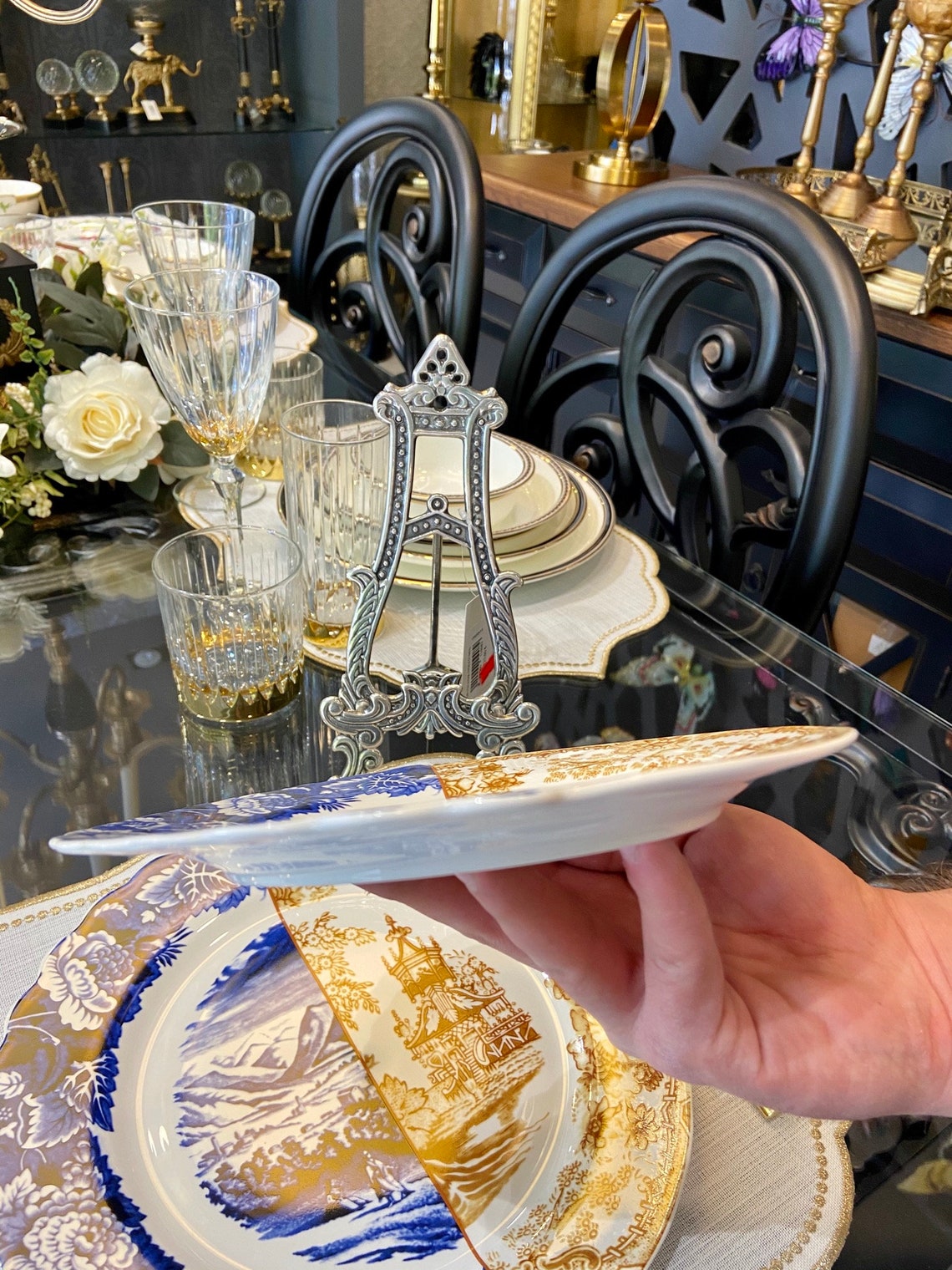 Blue Hybrid Dinnerware Set Service Plates and Bowls Luxury Etsy