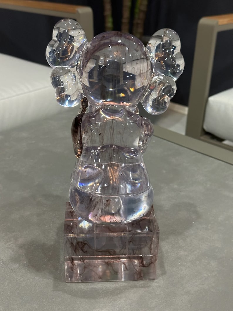 Kaws Sitting Sadly Bear Statue Plating Golden Resin Etsy