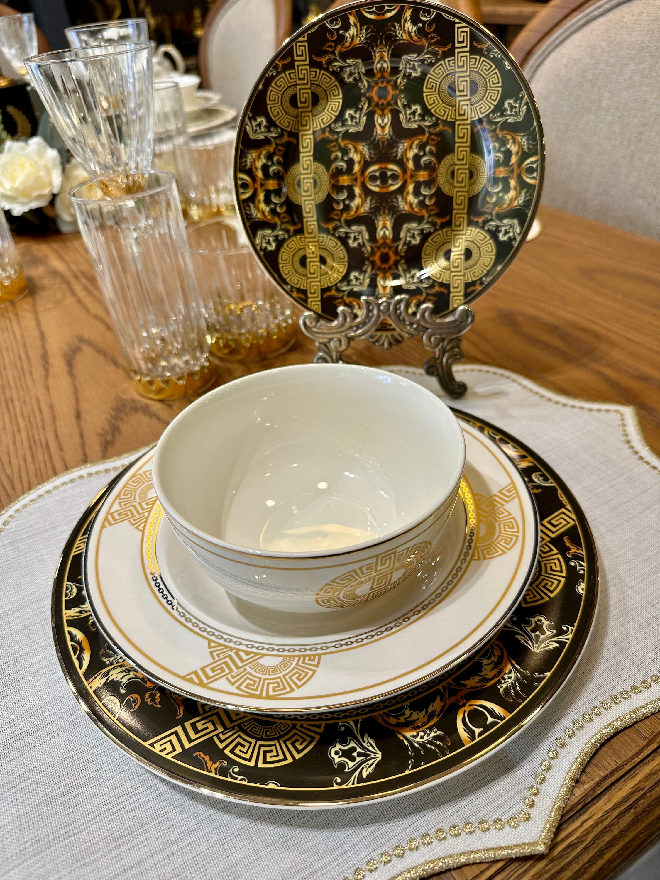 Baroque Style 20 Piece Dinnerware Set Dinner Plates Service Etsy