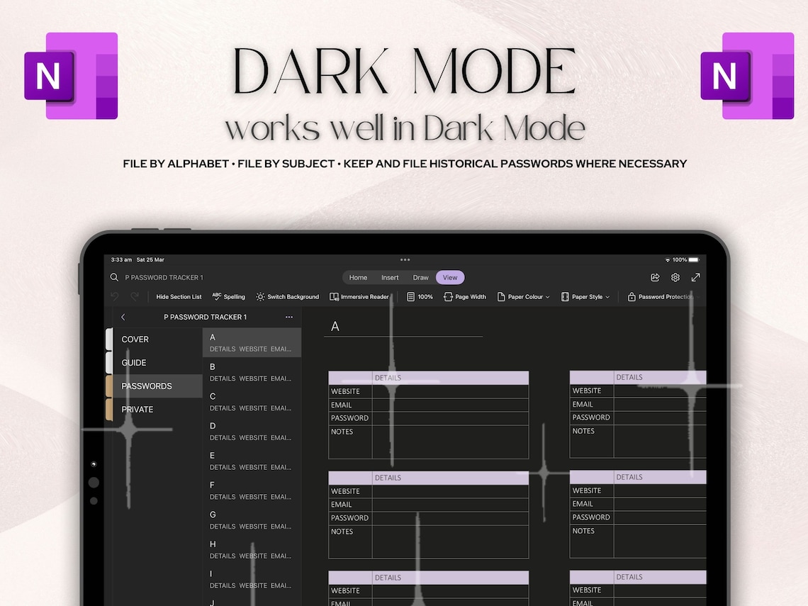 Digital PASSWORD TRACKER Book Log Onenote | Hyperlinked Password Keeper ...