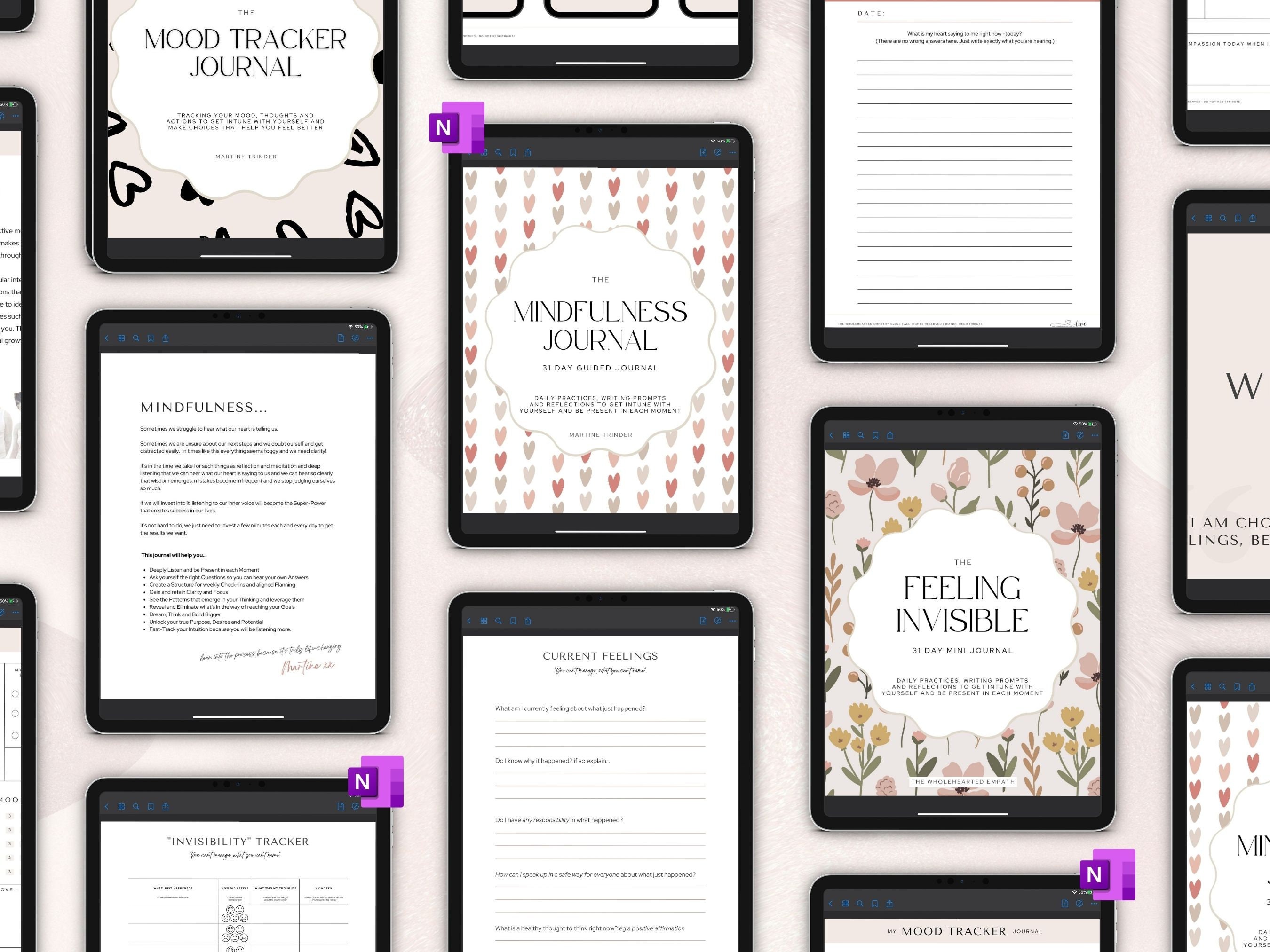 FOUR JOURNALS Bundle for ONENOTE, Onenote Journal Templates, Digital