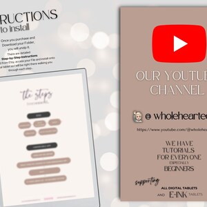 May include: A digital illustration of a tablet screen with the text "the steps" and a YouTube icon with the text "OUR YOUTUBE CHANNEL @wholeheartedMe https://www.youtube.com/@wholeheartedme WE HAVE TUTORIALS FOR EVERYONE ESPECIALLY BEGINNERS supporting ALL DIGITAL TABLETS AND E-INK TABLETS".
