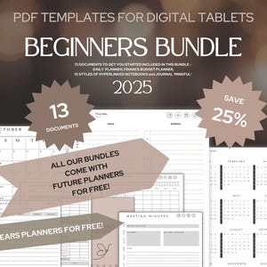 BEGINNERS BUNDLE | Made for reMarkable, BOOX, GoodNotes, all Annotation Apps | Daily Planner + 10Pack Notebooks + Mindful Journal + Budgets