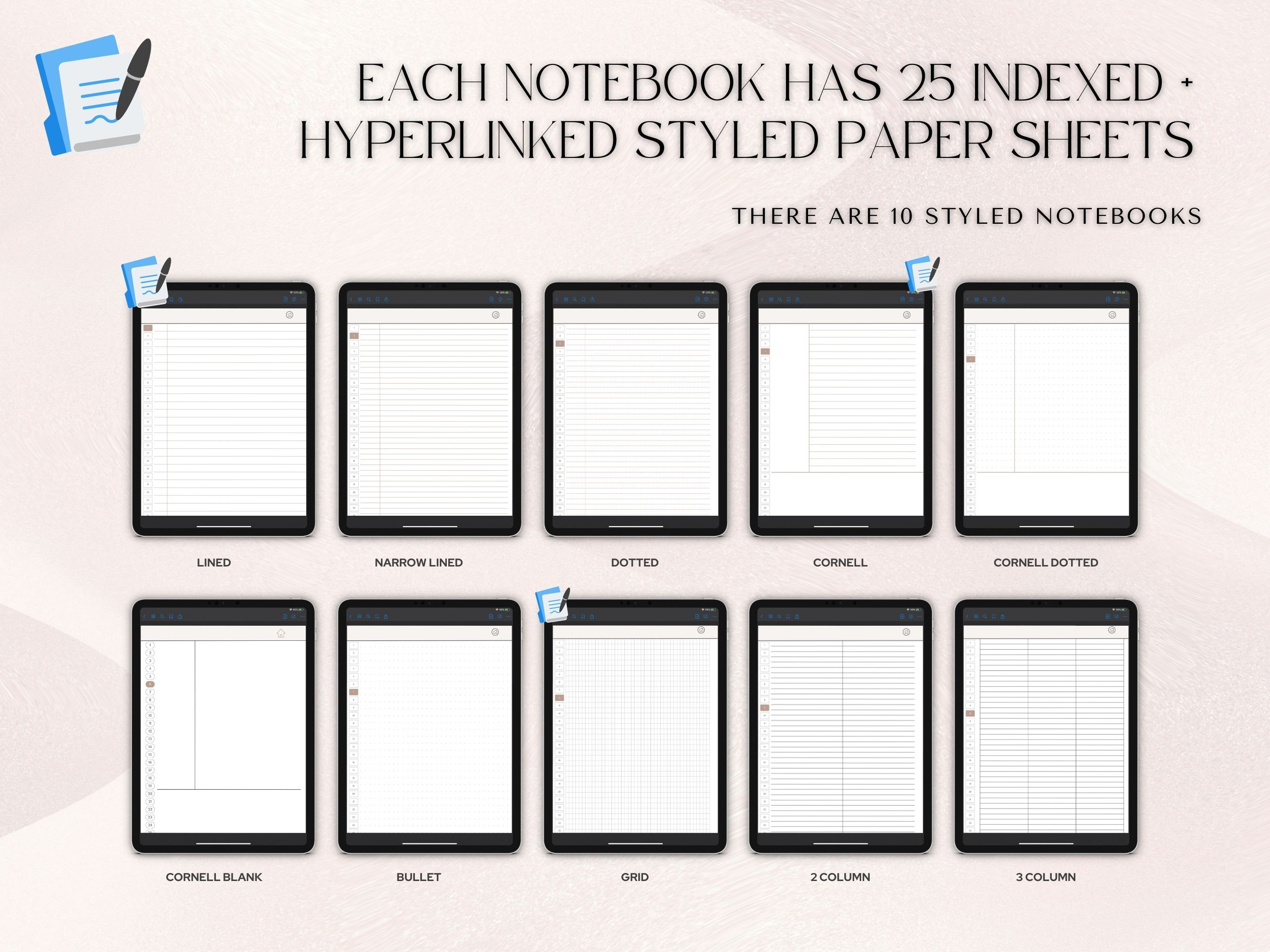 Hyperlinked NOTEBOOKS for Goodnotes 10 Pack for Remarkable 2 Templates