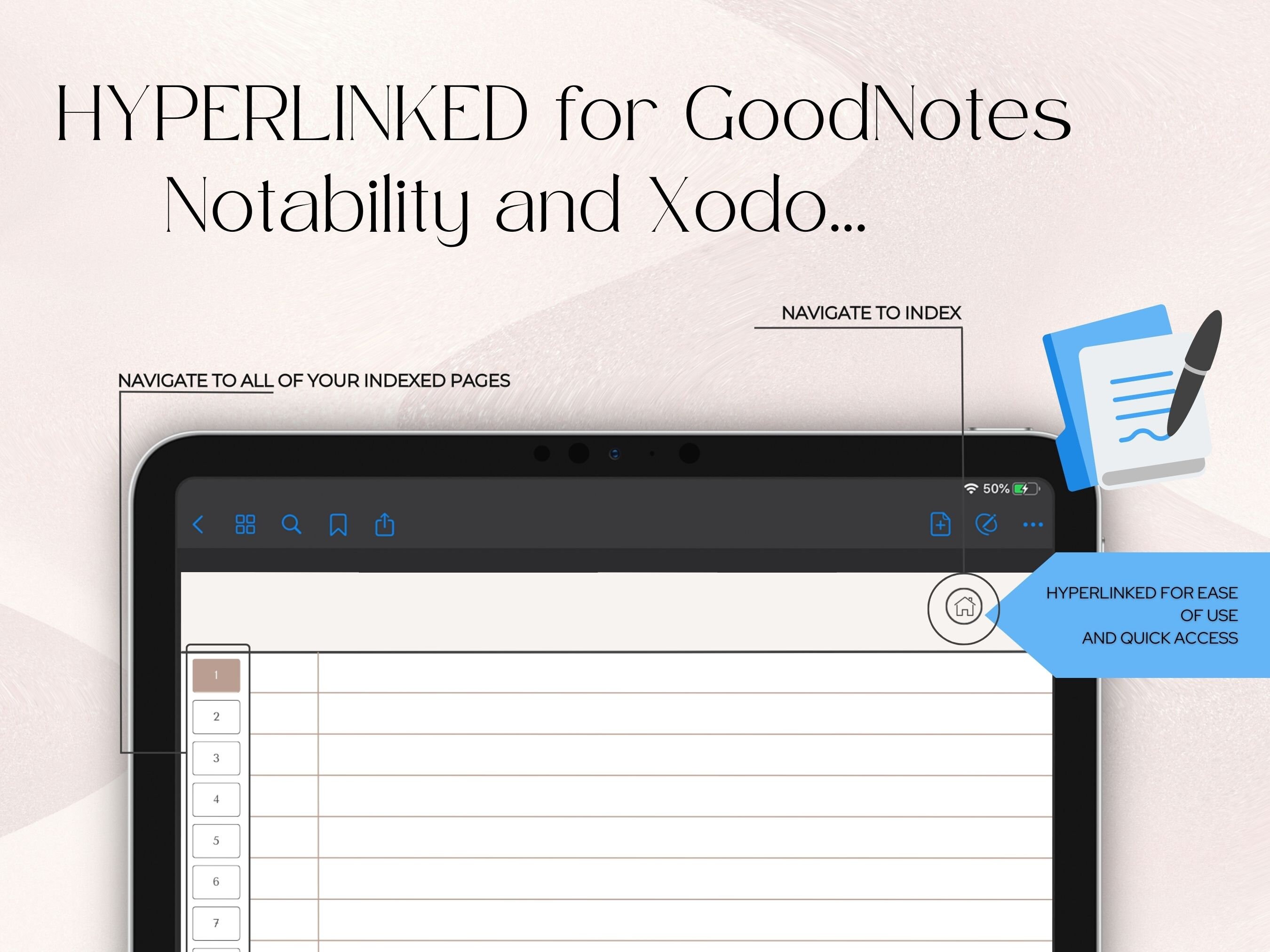 Hyperlinked NOTEBOOKS for Goodnotes 10 Pack for Remarkable 2 Templates