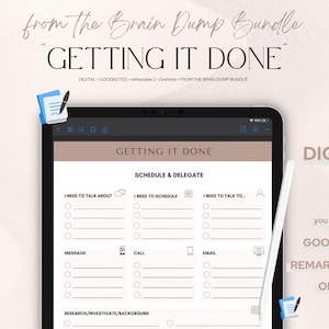 Getting it DONE - Goodnotes Digital Worksheet | Goodnotes Template | Organise Your Day | Part of the Brain Dump Printable | ADHD | LifeCoach