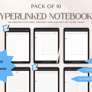 Hyperlinked NOTEBOOKS 10 Pack for Goodnotes | Templates Digital Notebook | Digital Notebook Hyperlinks for Professionals