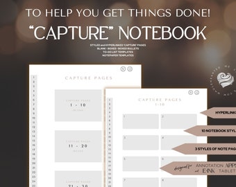 Capture Notebook | Hyperlinked To-Do List for Remarkable, GoodNotes (Digital Download)