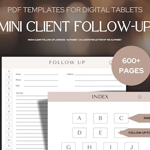 Puede incluir: Una plantilla de planificador digital imprimible en blanco y negro para tabletas. La plantilla es para un libro de registro de seguimiento de clientes con más de 600 páginas. La plantilla está indexada de la A a la Z e incluye un libro de registro de formularios de seguimiento.