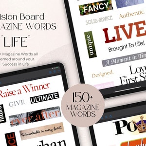 Plus de 150 mots pour le magazine Vision Board Mots à imprimer « LIFE » | Fête du conseil d'administration | Loi de l'attraction | Mots du tableau de visualisation
