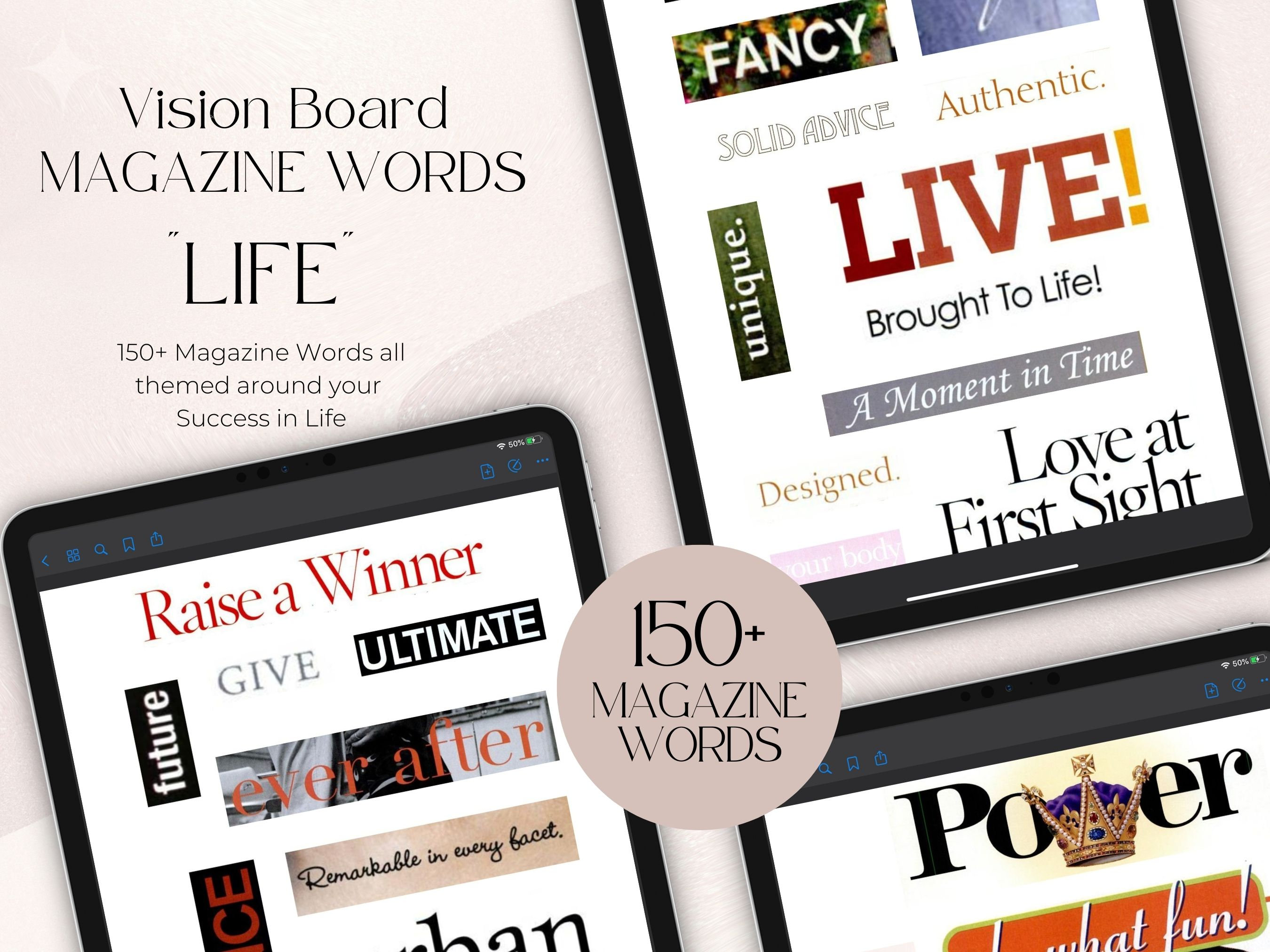 150+ Vision Board Words "life" Printable Magazine Words | Vision Board ...