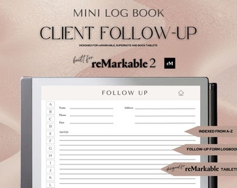 Client Tracker LOG BOOK | reMarkable 2 Template | Small Business Template | Client Leads | Alphabet Index is Hyperlinked