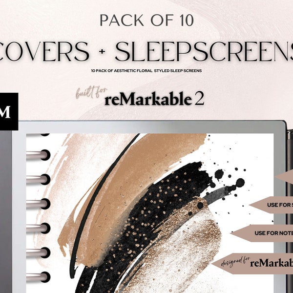 reMarkable Sleep Screen "SILVER GOLD" | Sleep Screen Templates | Notebook Covers for reMarkable 1 & 2 | PNG Files | reMarkable 2 Templates