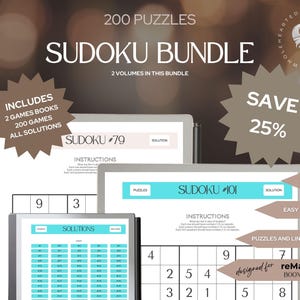 SUDOKU BUNDLE | Volume 1 + Volume 2 | Made for reMarkable, BOOX and Annotation Apps | Save 25% | Digital | Hyperlinked | Brain Teasers