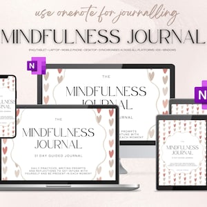 Journal OneNote Template Mindfulness, 31-Tage Digital Guided Journal „Mindful“, Microsoft OneNote Template, Journal OneNote, Wellness