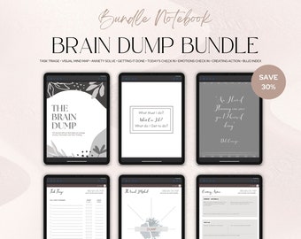 Brain Dump Bundle Digital Printable, ADHD Bullet Journal Brain Dump | Brain Dump Digital Planner | Anxiety Planner | To Do Plan | LifeCoach