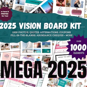 Kit de tableau de bord MEGA 2025 Vision | Vision Board, loi de l'attraction, fête du Vision Board, kit de manifestation - Si vous pouvez le voir, vous pouvez l'avoir !
