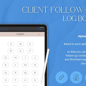 Client Tracker LOG BOOK | Goodnotes | Small Business Template | Client Leads | Fully Hyperlinked, Alphabeticized and Indexed